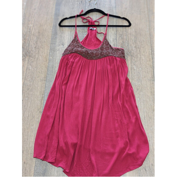 Earthbound Trading Dress Womens Medium Maroon Sleeveless Crochet Strappy Halter - Picture 9 of 10